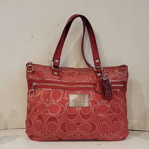 COACH LARGE POPPY RED SHOULDER BAG